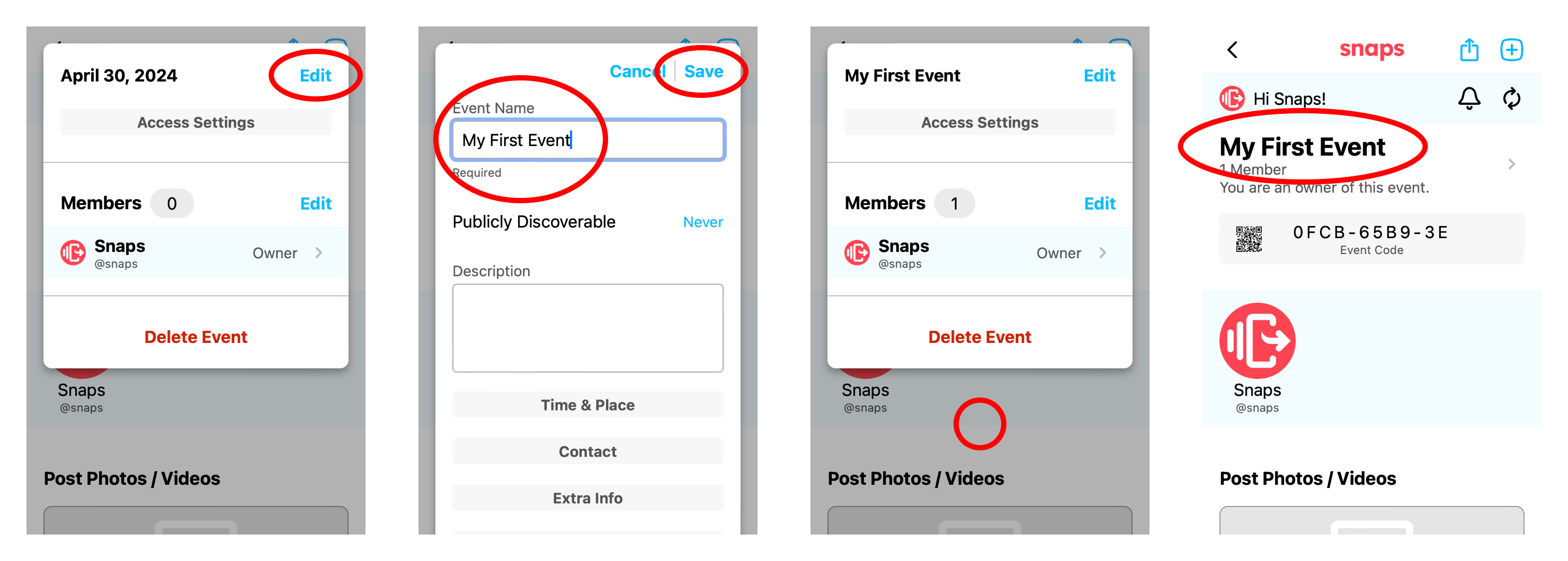 Rename Event Flow: 1. In the view / edit event dialog, click "Edit"; 2. Modify the event name and click "save"